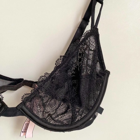 UNWORN Victoria’s Secret Unlined Demi Black Laced Bra 32D - Picture 4 of 8